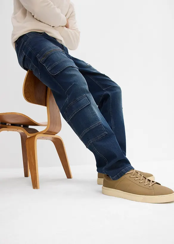 Jean cargo droit et extensible, loose, bonprix