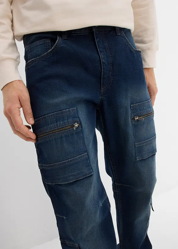 Jean cargo droit et extensible, loose, bonprix