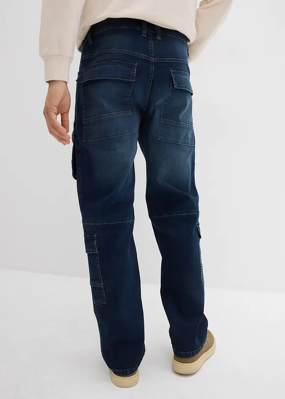 Jean cargo droit et extensible, loose, bonprix