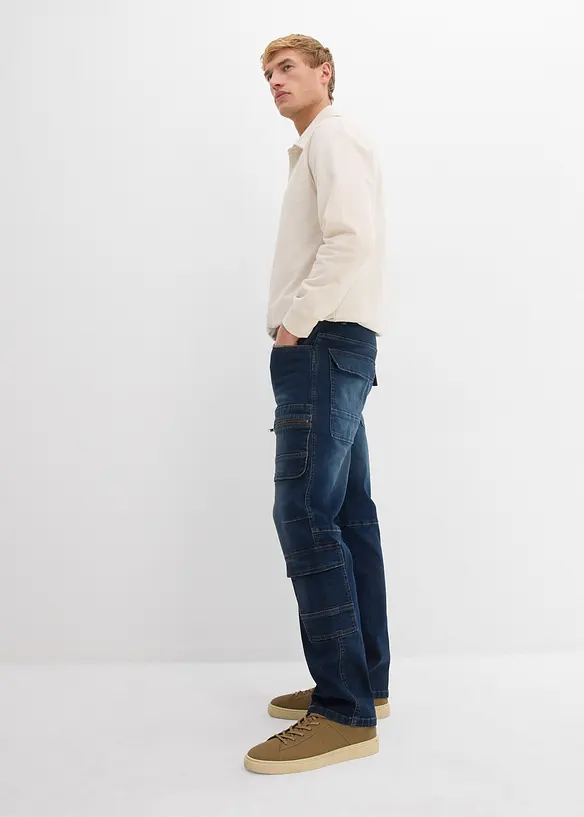 Jean cargo droit et extensible, loose, bonprix