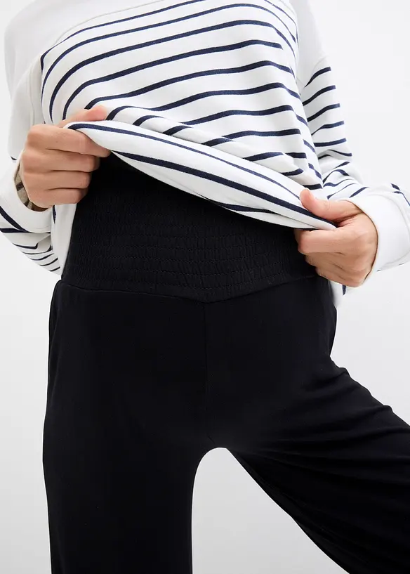 Pantalon de grossesse en jersey, ceinture smockée, coupe droite, bonprix
