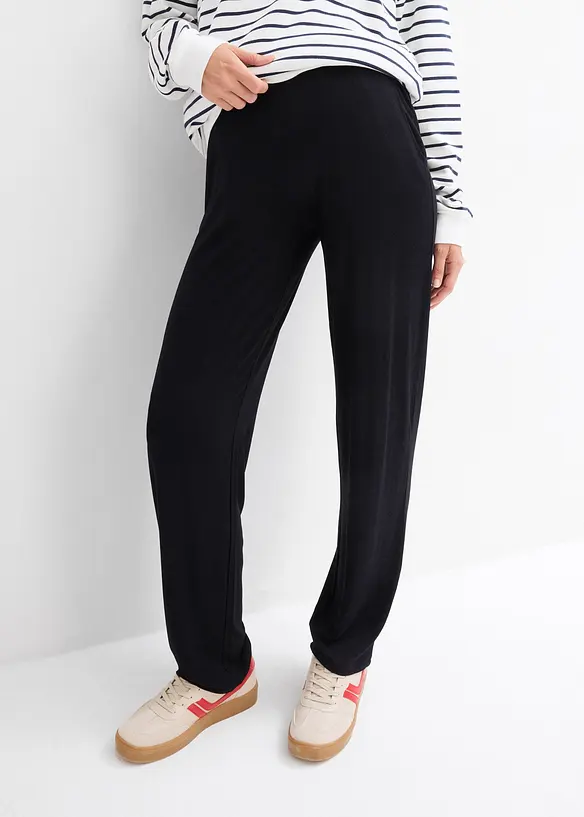 Pantalon de grossesse en jersey, ceinture smockée, coupe droite, bonprix