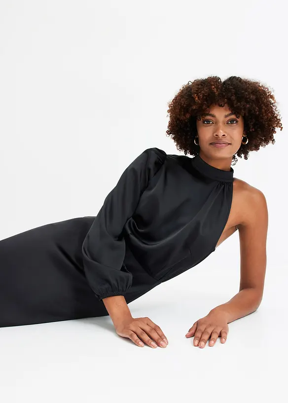 Robe une épaule en satin brillant, bonprix