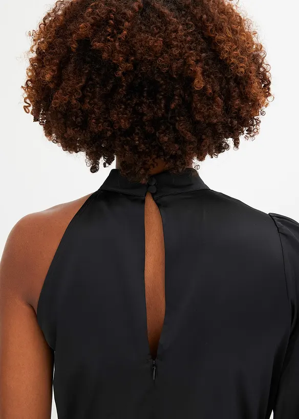 Robe une épaule en satin brillant, bonprix