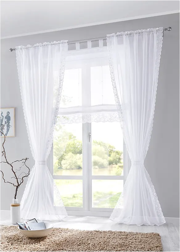 Gardine mit Stickerei inkl. Raffhalter (1er Pack), bonprix