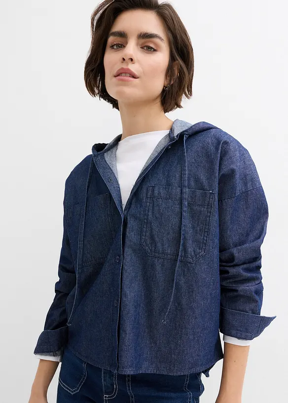 Kapuzen-Jeansbluse, bonprix