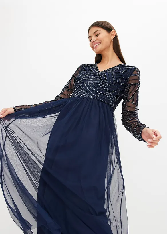 Robe longue à broderie de sequins, bonprix