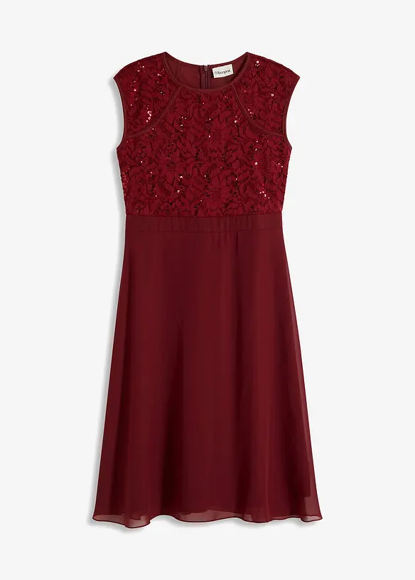 Chiffonkleid mit Spitze und bestickten Pailletten, bonprix