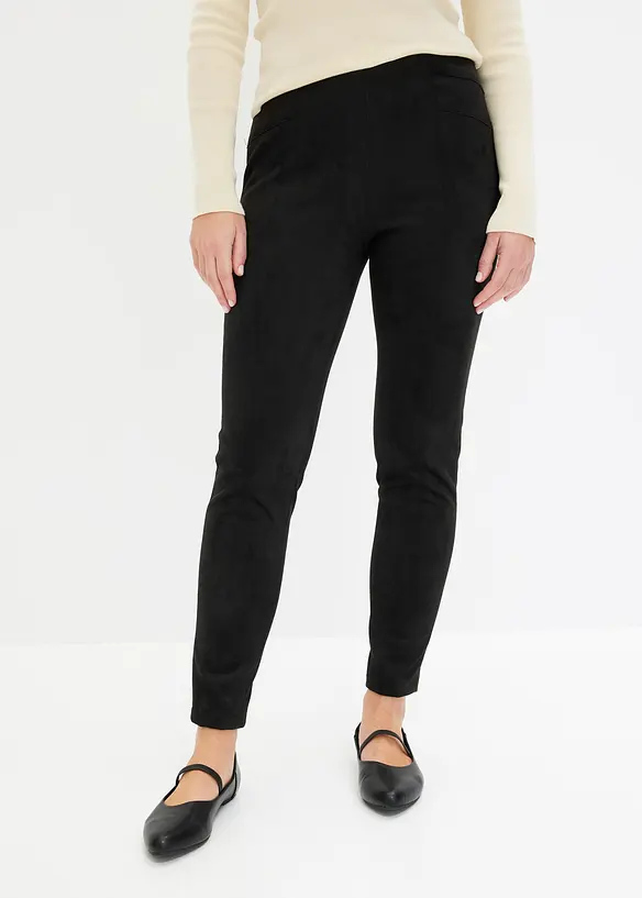 Velourlederimitat-Hose mit Bequembund, bonprix