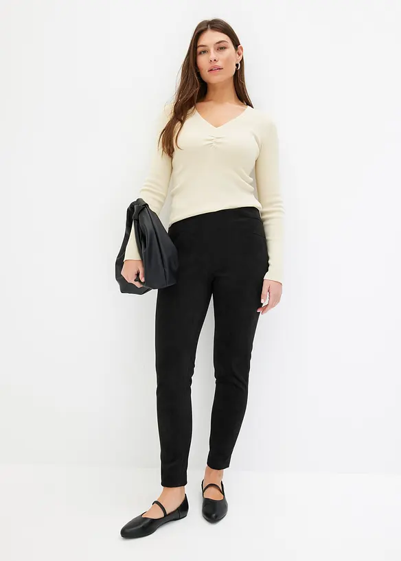 Velourlederimitat-Hose mit Bequembund, bonprix