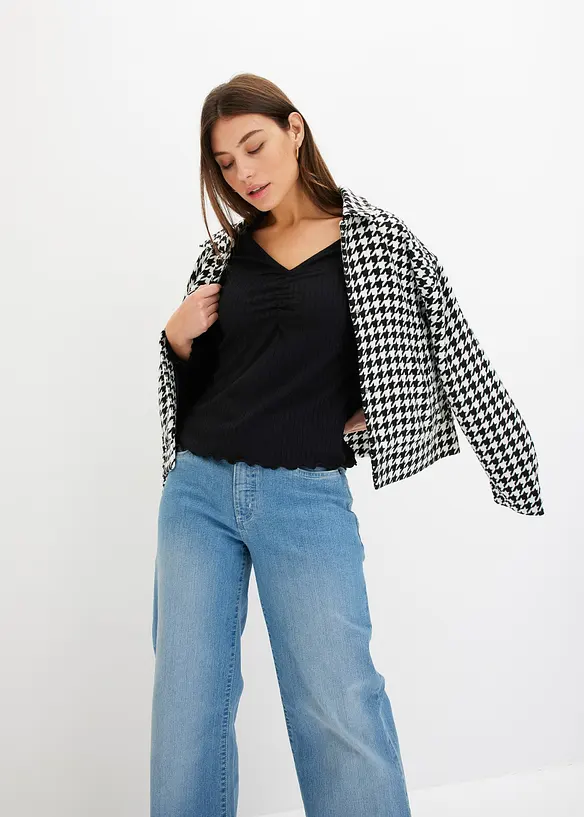 Rippshirt mit V-Ausschnitt, bonprix