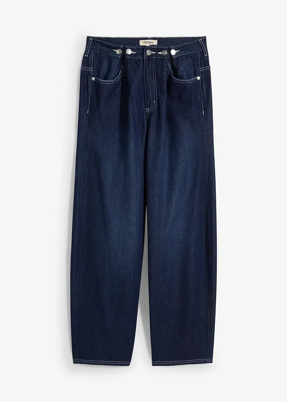 Jean balloon taille mi-haute, avec boutons, toile ultra-douce, bonprix
