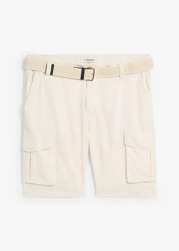 Bermuda cargo avec lin et ceinture, Regular, bonprix