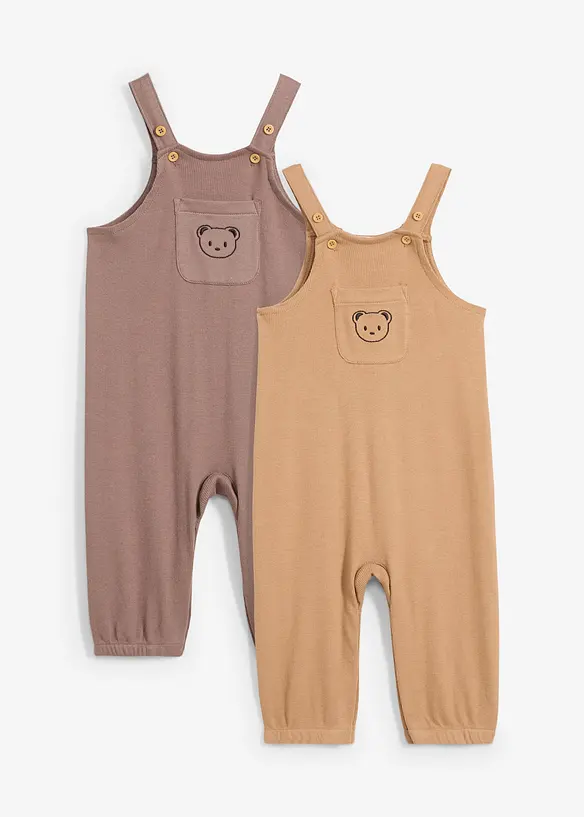 Latzhose mit verstellbaren Trägern aus Bio-Baumwolle (2er Pack), bonprix