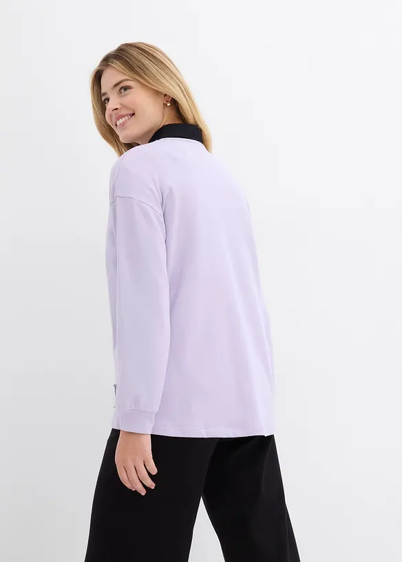 Sweat en coton mélangé, coupe courte devant longue derrière, bonprix