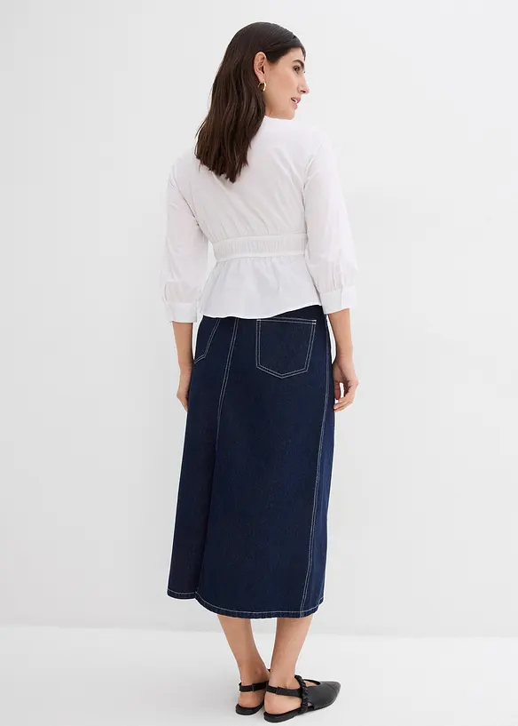 Jupe midi en jean, taille mi-haute, toile ultra-douce, bonprix