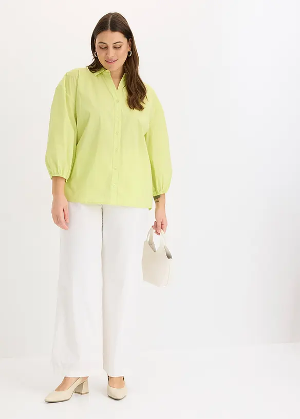 Vokuhila-Bluse aus Baumwoll-Mix, bonprix