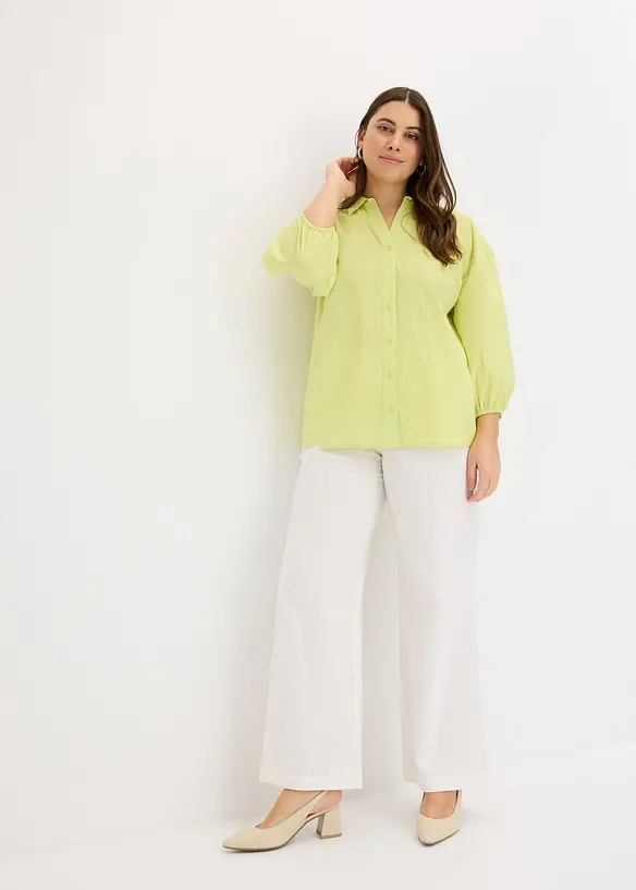Vokuhila-Bluse aus Baumwoll-Mix, bonprix