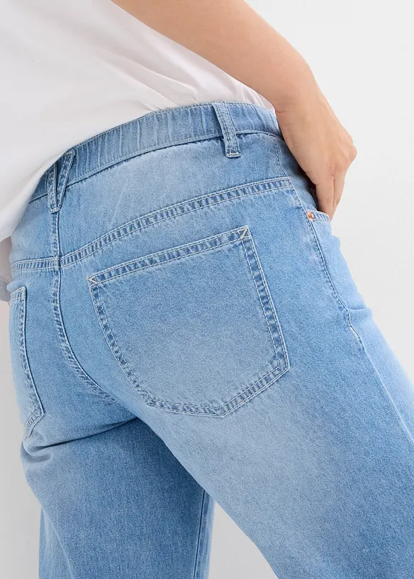 Jean droit taille mi-haute et élastiquée, raccourci, bonprix
