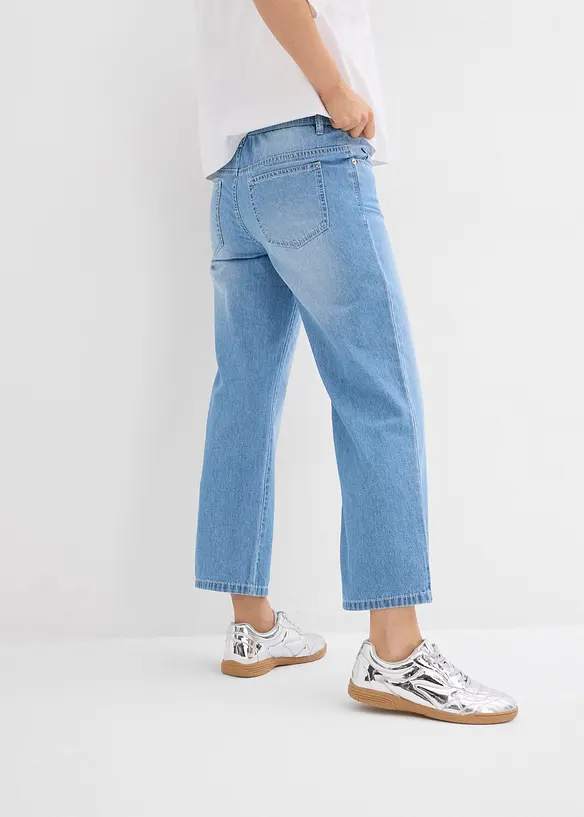 Jean droit taille mi-haute et élastiquée, raccourci, bonprix