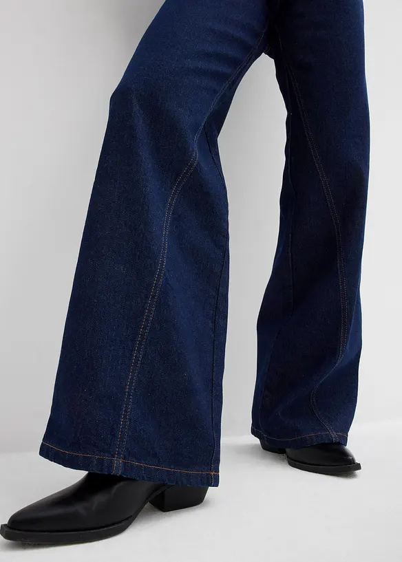 Jean large taille haute, peu extensible, bonprix