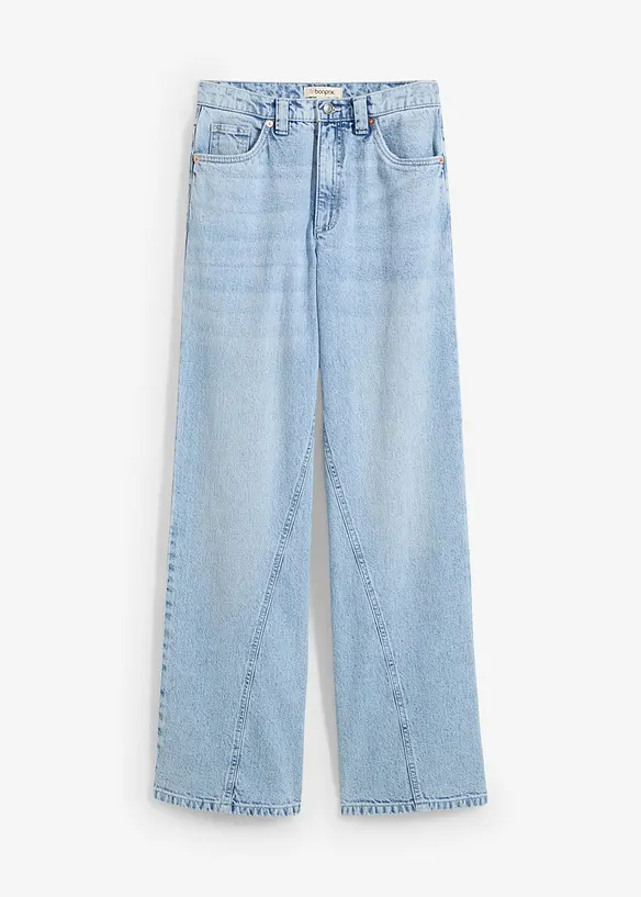 Jean large taille haute, peu extensible, bonprix