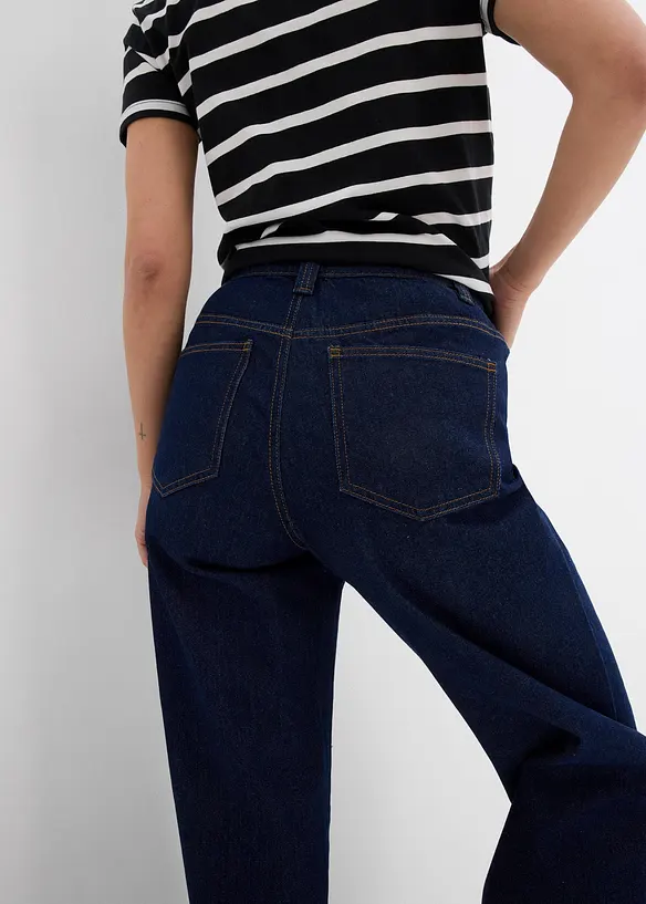 Jean large taille haute, peu extensible, bonprix
