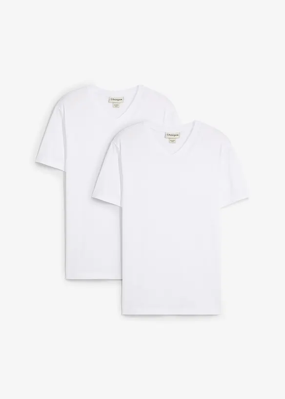 Lot de 2 T-shirts 100% coton, slim, bonprix