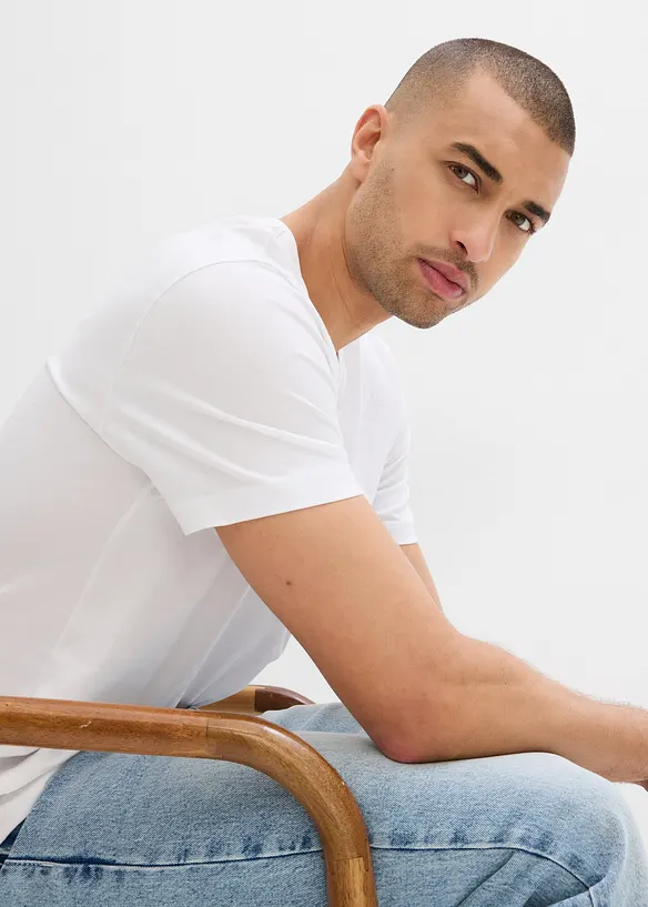 T-Shirt (2er Pack) aus reiner Bio-Baumwolle, Slim Fit, bonprix