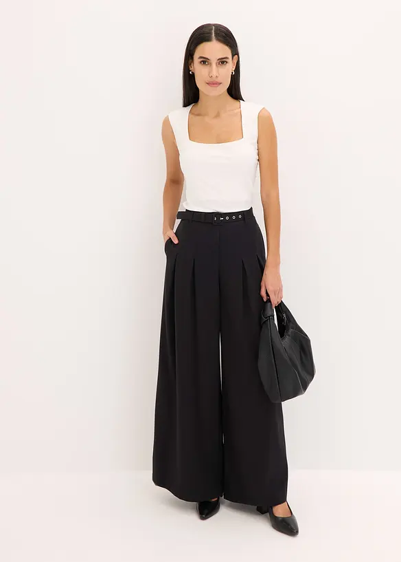 Pantalon à pinces avec ceinture (ens. 2 pces), bonprix