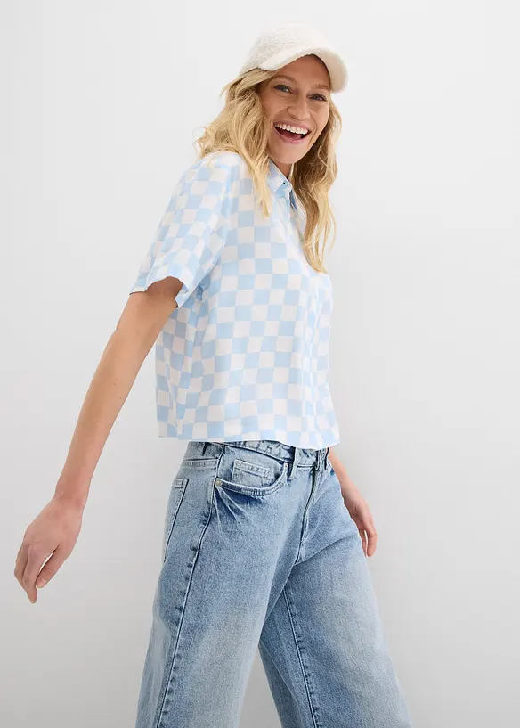 Karierte Kurzarmbluse, bonprix