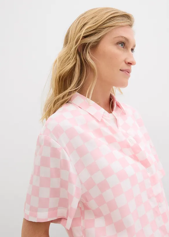 Blouse manches courtes à carreaux, bonprix