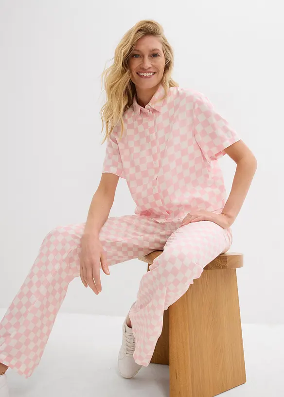 Blouse manches courtes à carreaux, bonprix