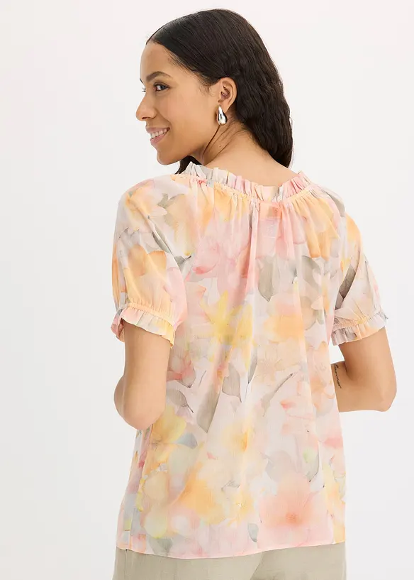 Blouse en crêpe à large encolure, bonprix