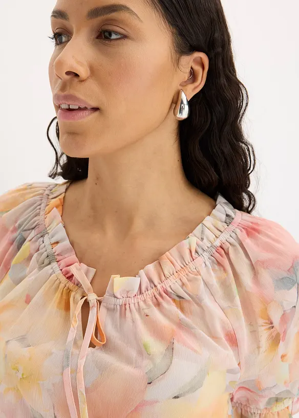 Blouse en crêpe à large encolure, bonprix