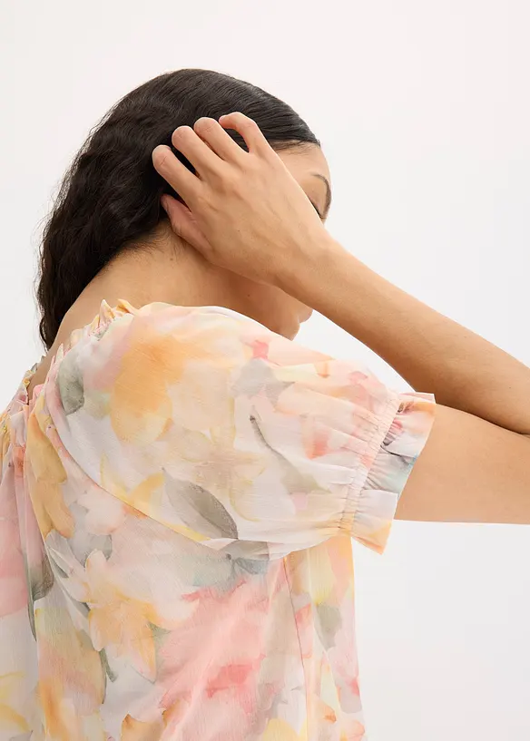 Blouse en crêpe à large encolure, bonprix
