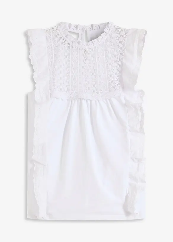 Top en jersey avec broderies anglaises, bonprix