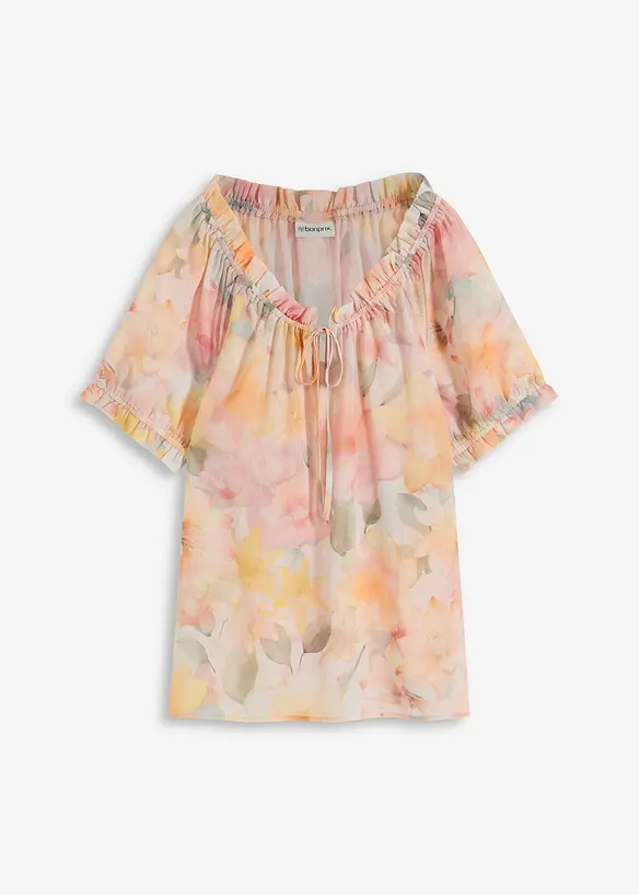 Blouse en crêpe à large encolure, bonprix