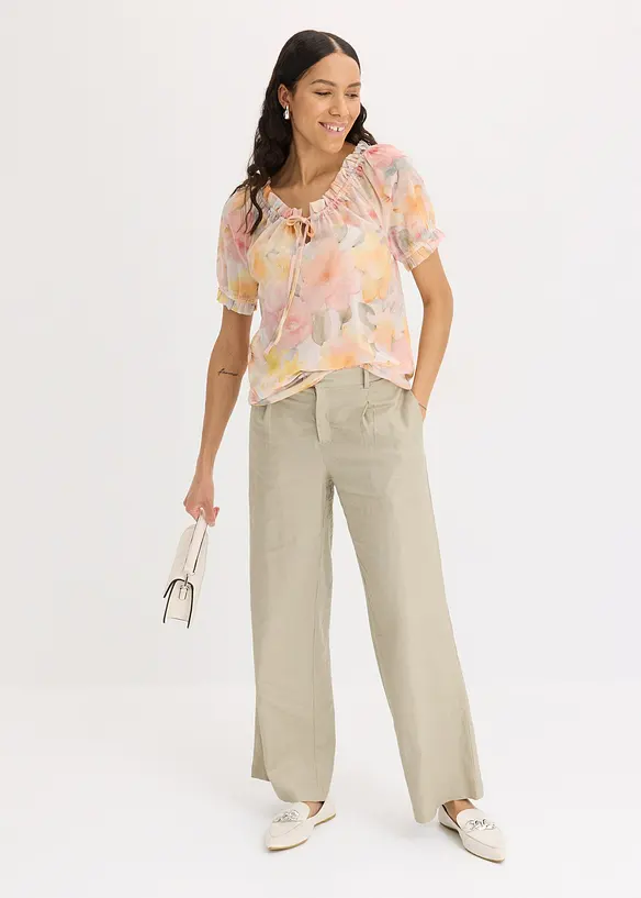 Blouse en crêpe à large encolure, bonprix