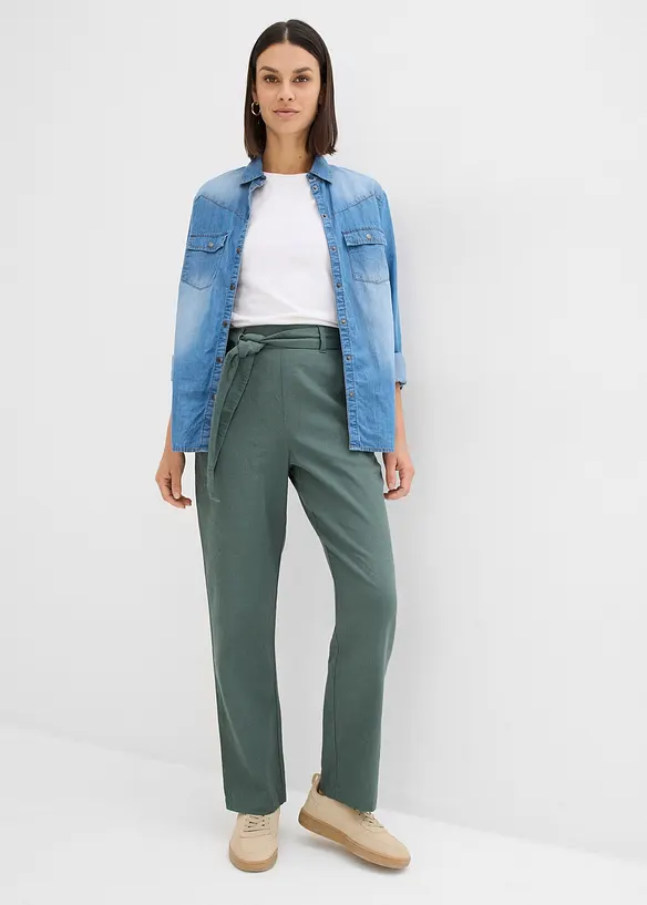 Schlupfhose aus luftigem Leinen-Viskose-Mix, bonprix