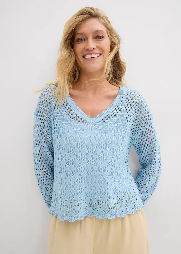 Pull léger en maille ajourée, bonprix