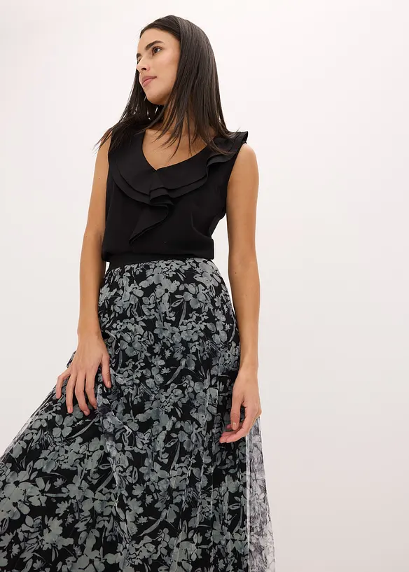 Jupe plissée en jersey mesh, bonprix
