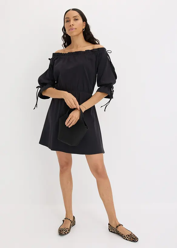 Robe en jersey à col Bardot, bonprix