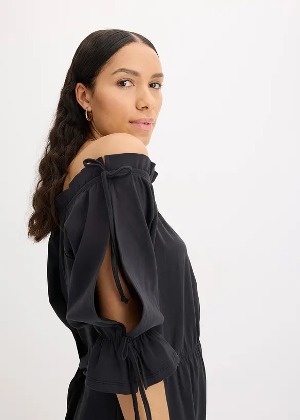 Robe en jersey à col Bardot, bonprix