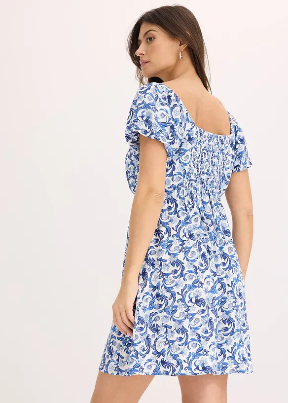 Robe courte à fronces en viscose texturée, bonprix
