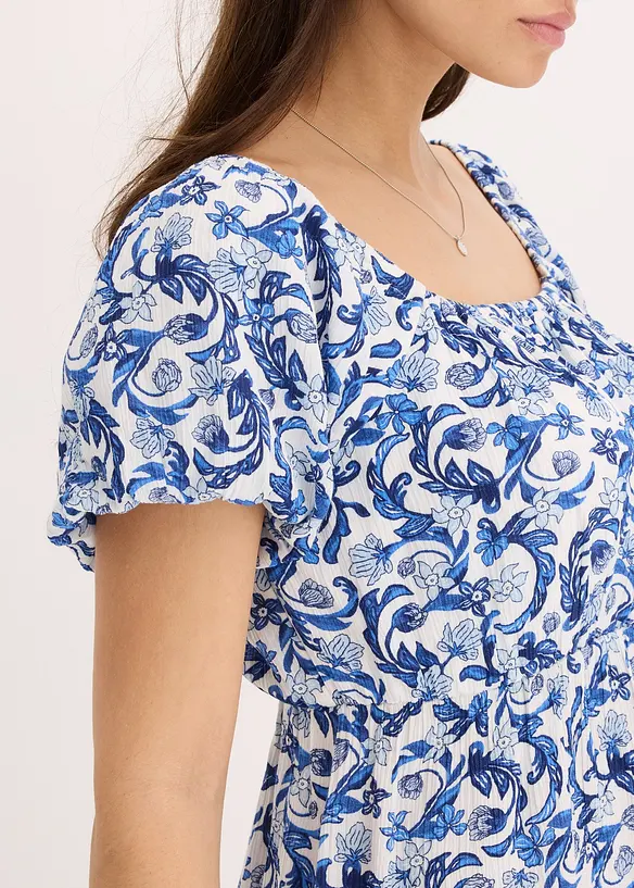 Robe courte à fronces en viscose texturée, bonprix