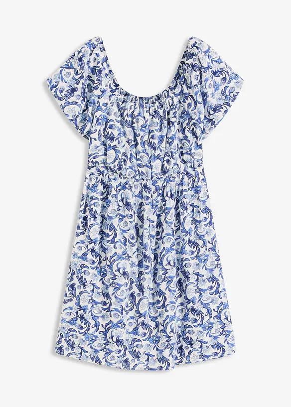 Robe courte à fronces en viscose texturée, bonprix