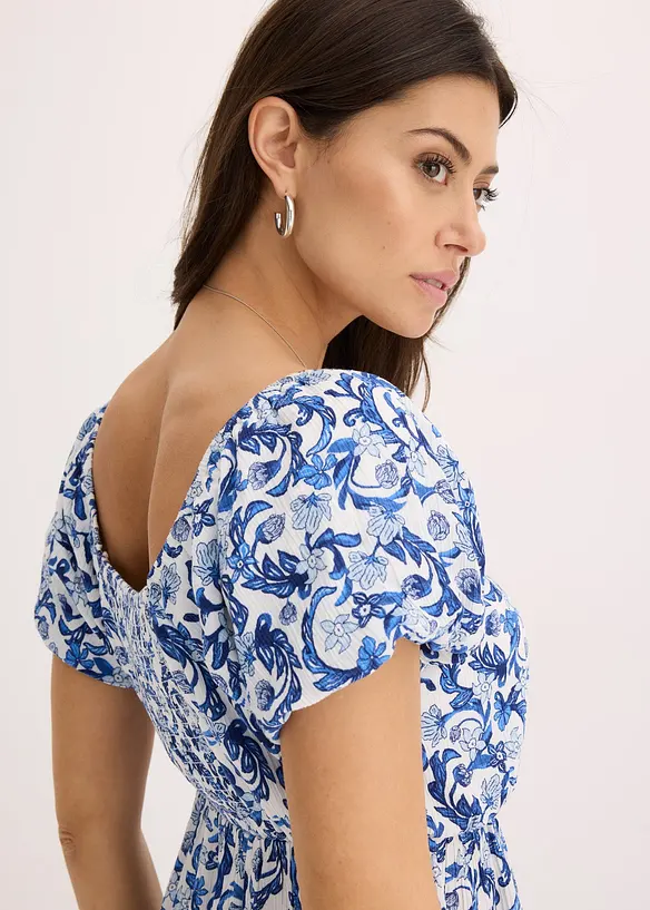 Robe courte à fronces en viscose texturée, bonprix