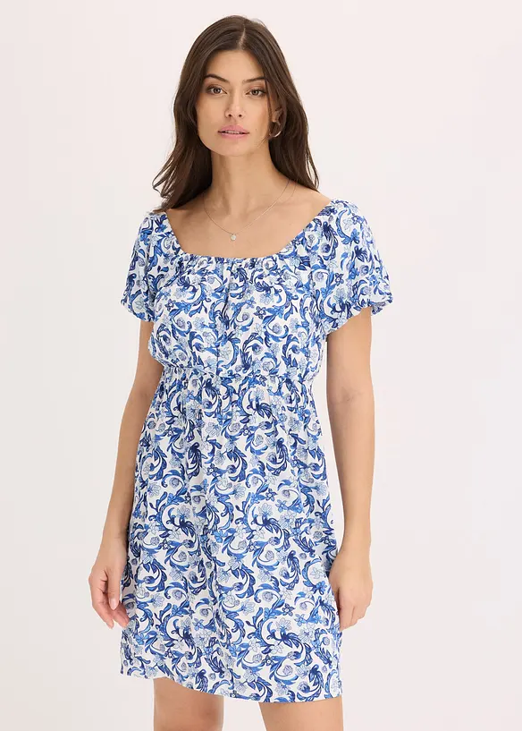 Robe courte à fronces en viscose texturée, bonprix