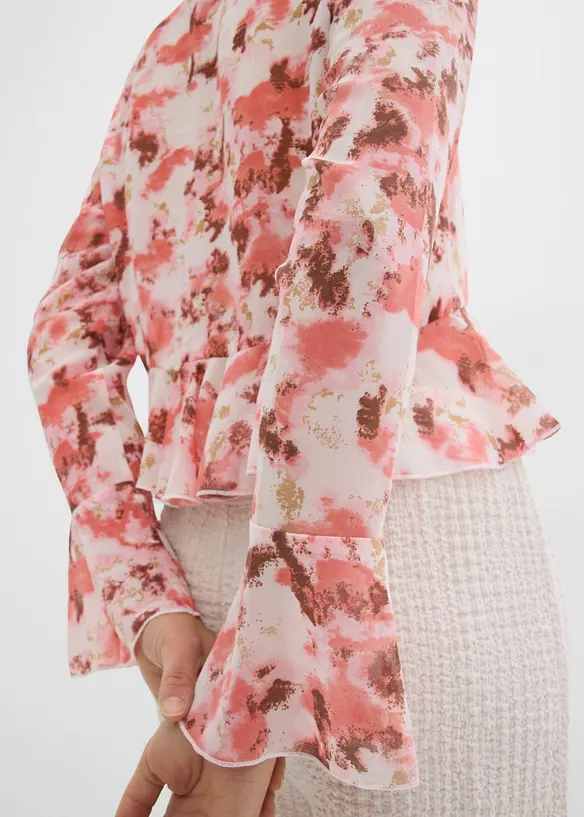 Blouse en crêpe à volants, bonprix